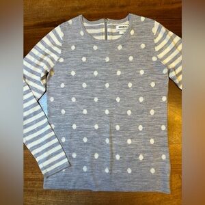 Clements Ribeiro Women's Merino Wool Sweater Gray/ White Long Sleeve  Size M